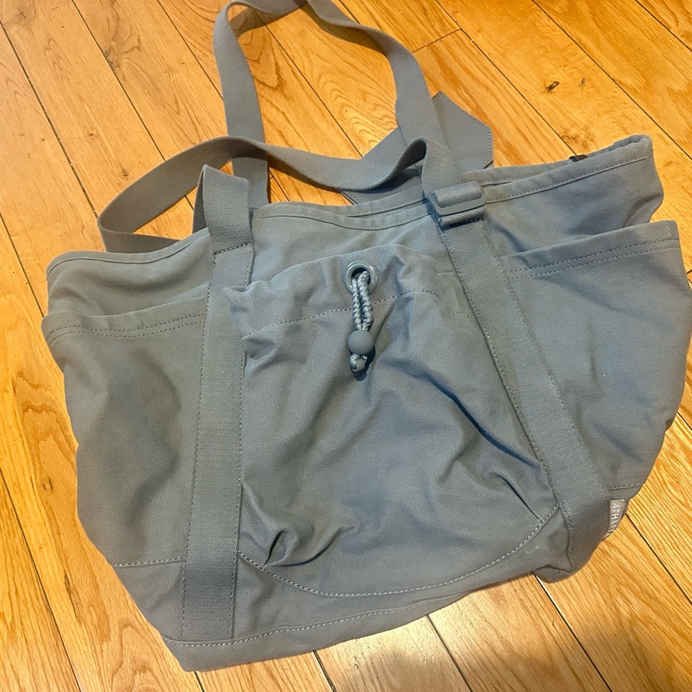 Athleta Large Kinetic Tote Bag Weekender Yoga Gray Canvas Women’s